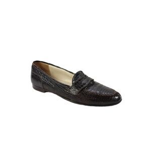 Warren Edwards Mens Lizard Skin Slide On Casual Loafers Brown Size 8.5